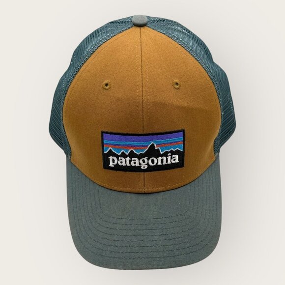 Patagonia Trucker Hat Brown Green Mesh Snapback Adjustable Cap - Picture 6 of 8
